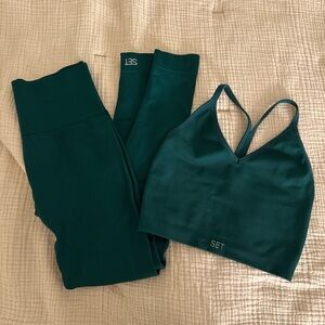Set active Sculptflex power leggings + ribbed v sports bra in garden top small
